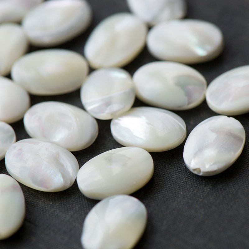 бусина из ракушки, овальная, цвет сливочный перламутр, 18x13x4-5мм