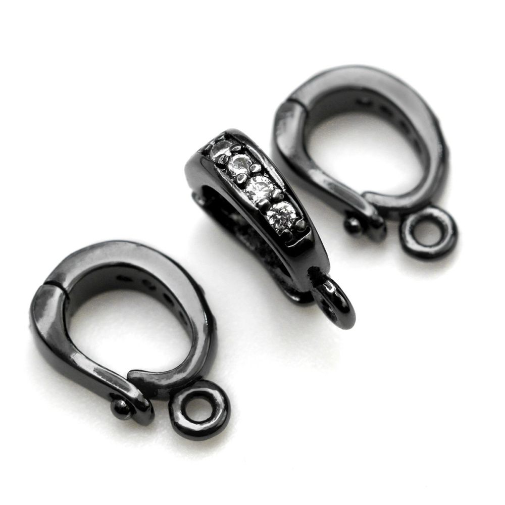 бейл-подвес "адель", с цирконием, цвет черный, 10.5x7x3 мм