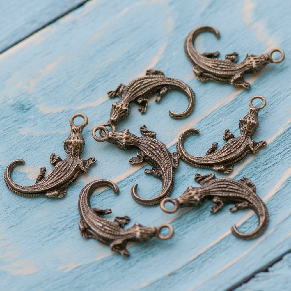 подвеска металлическая "геккон", цвет античная бронза, 23х21х3,5 мм