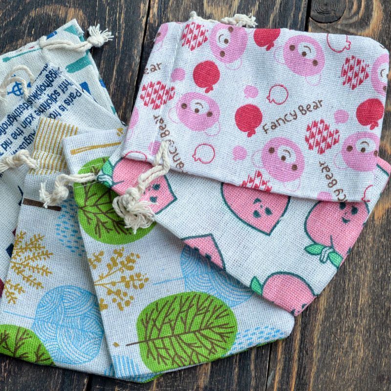 мешочек холщовый с принтом, цветовой микс, 140х100 мм