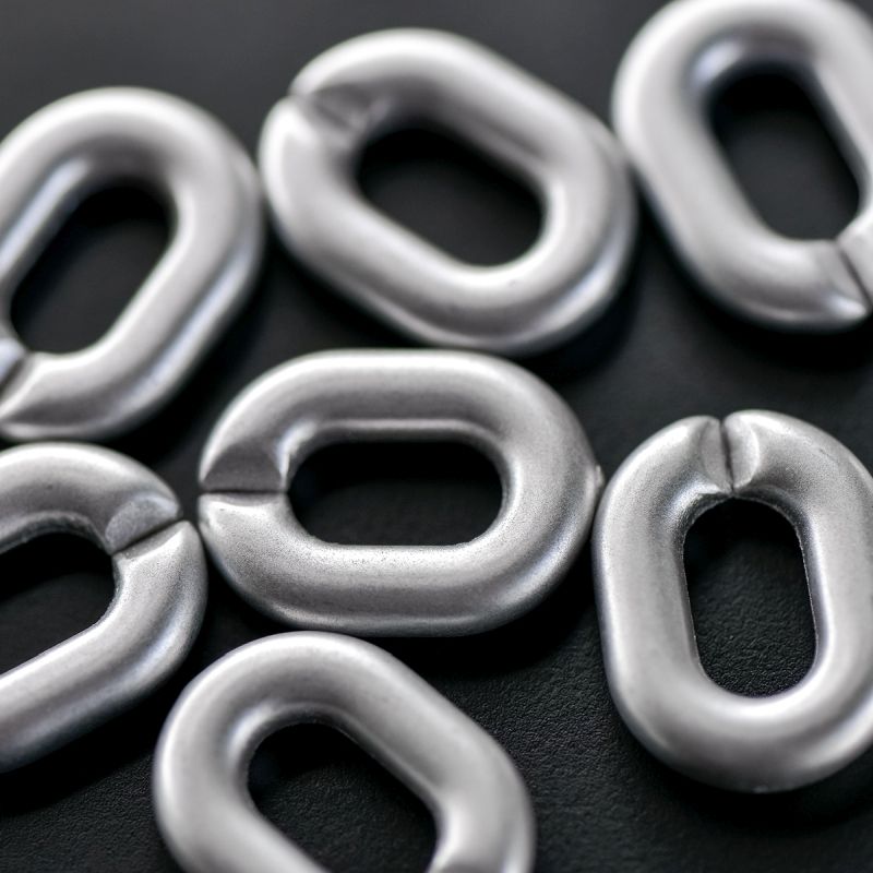 подвеска акриловая "звено №2", цвет матовое серебро, 24x18x5 мм