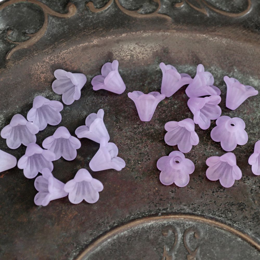 бусина, акрил "колокольчик", матовая, цвет светло-фиолетовый микс, 14x10 мм