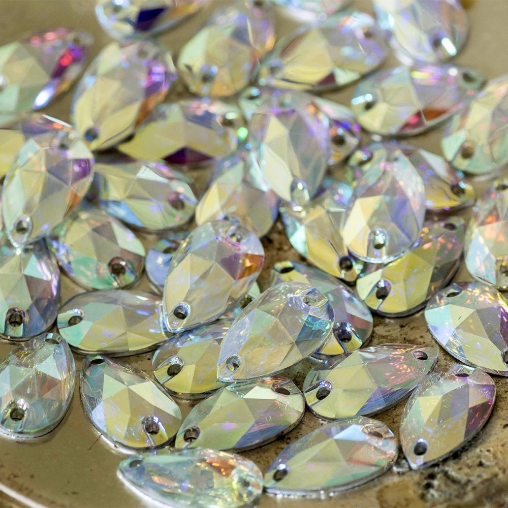 стразы пришивные teadrop, смола, бензиновые, 10.5х18 мм