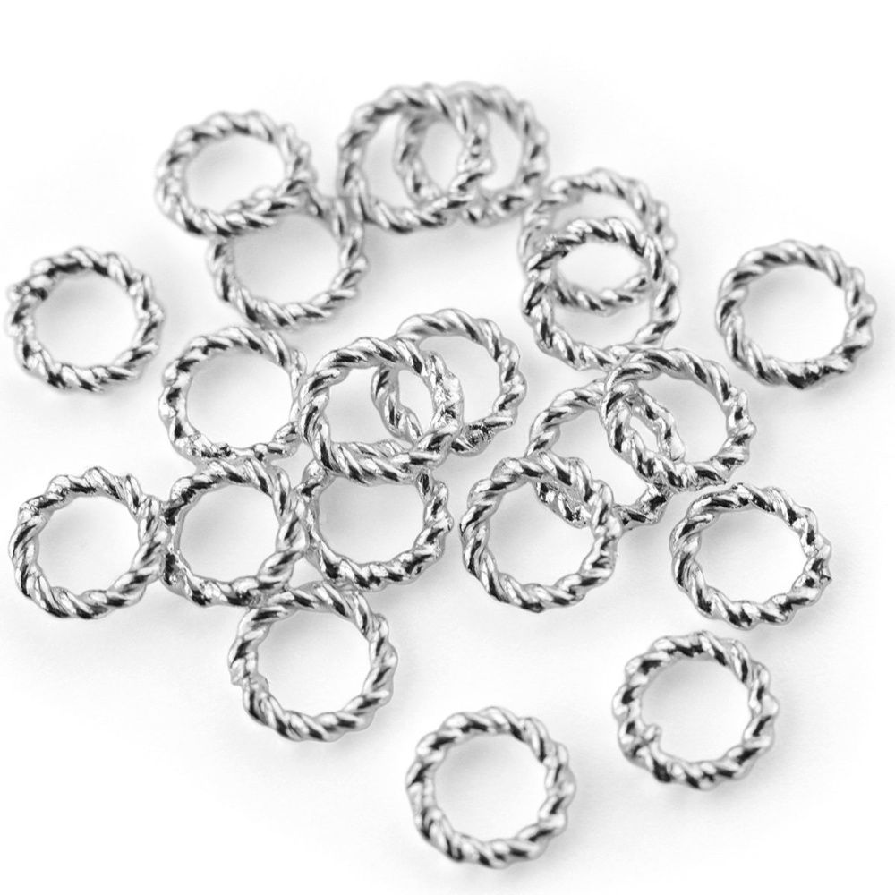 колечко соединительное витое, цвет серебро, 6x1 мм