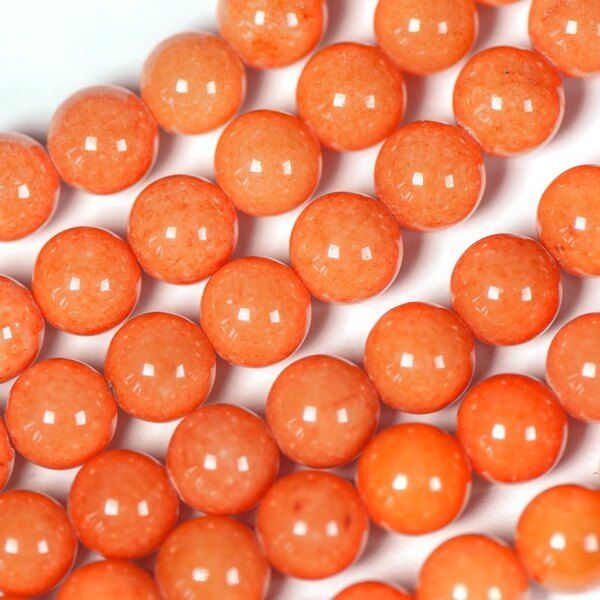 бусина имитация нефрита 8, цвет оранжевый апельсин, колорир., 8 мм (стренд 12 шт.)