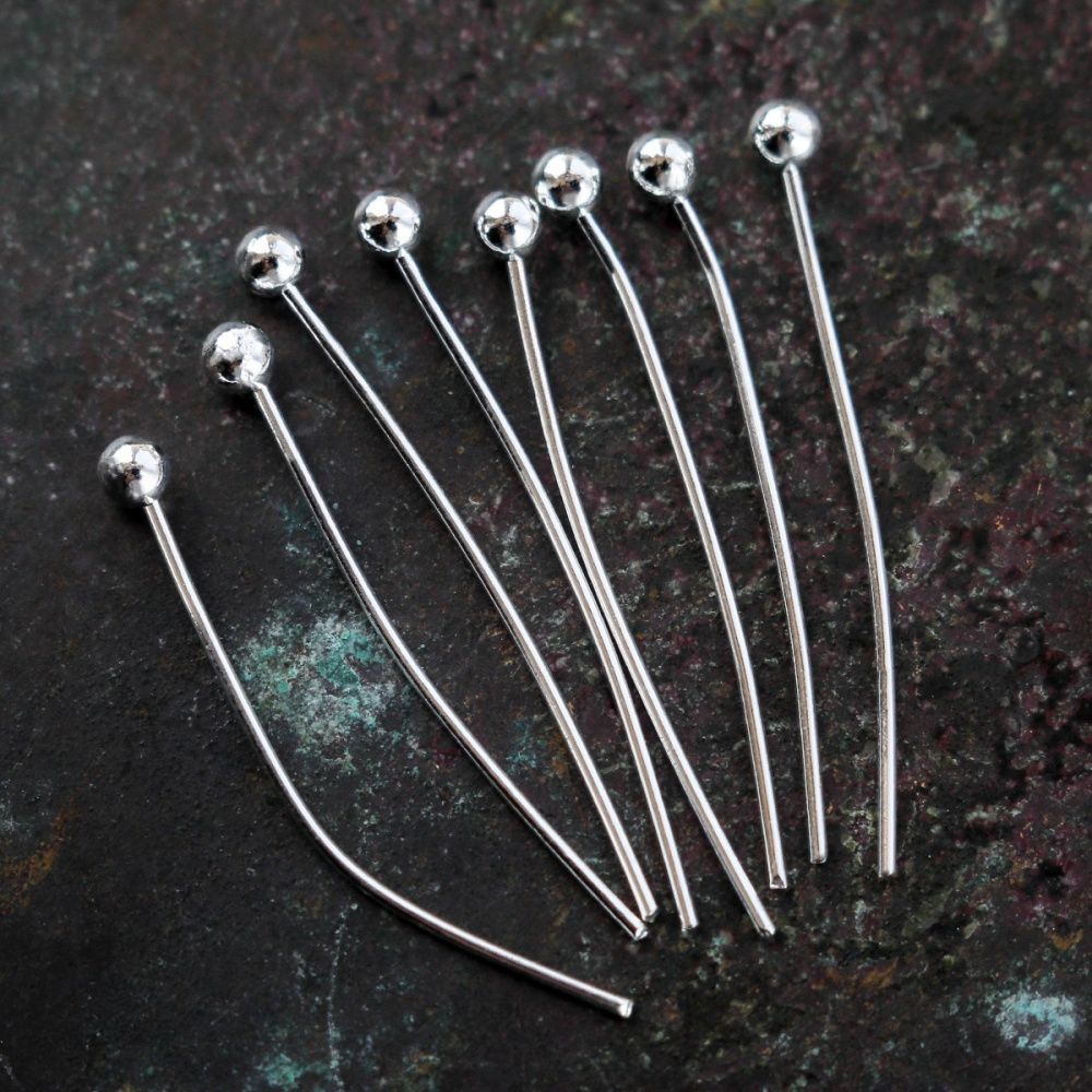 пины с шариком, цвет серебро, 20x0.5 мм (уп ок. 200 шт)