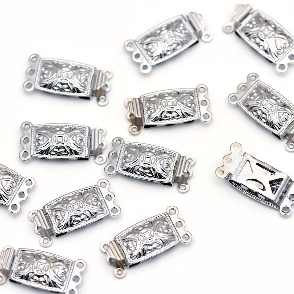 замочек мульти-стренд, цвет платина, 21x10x5 мм