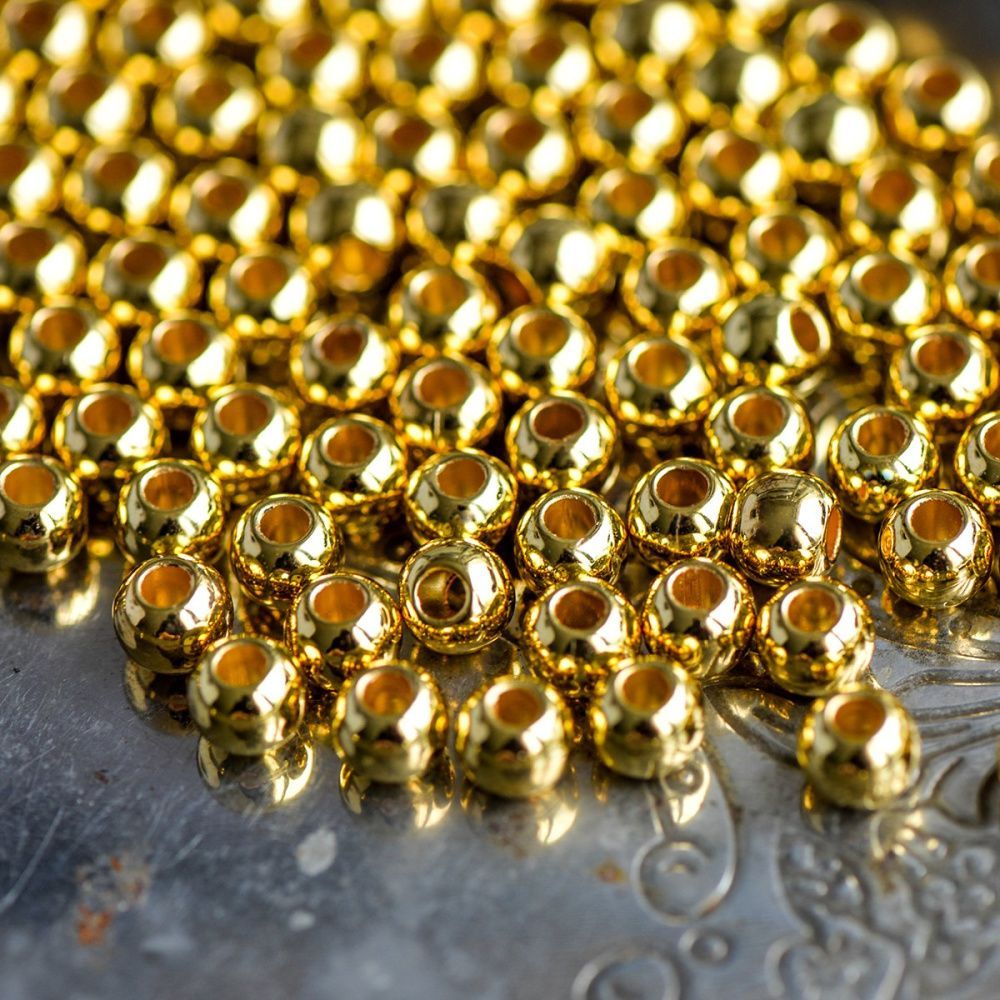бусина, акрил "симпл", цвет золото, 6.5x5.5 мм, уп 4 гр
