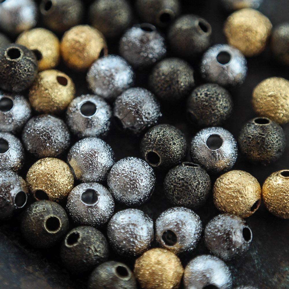 бусина, латунь "звездная пыль", цветовой микс, 4 мм (уп 4 гр)