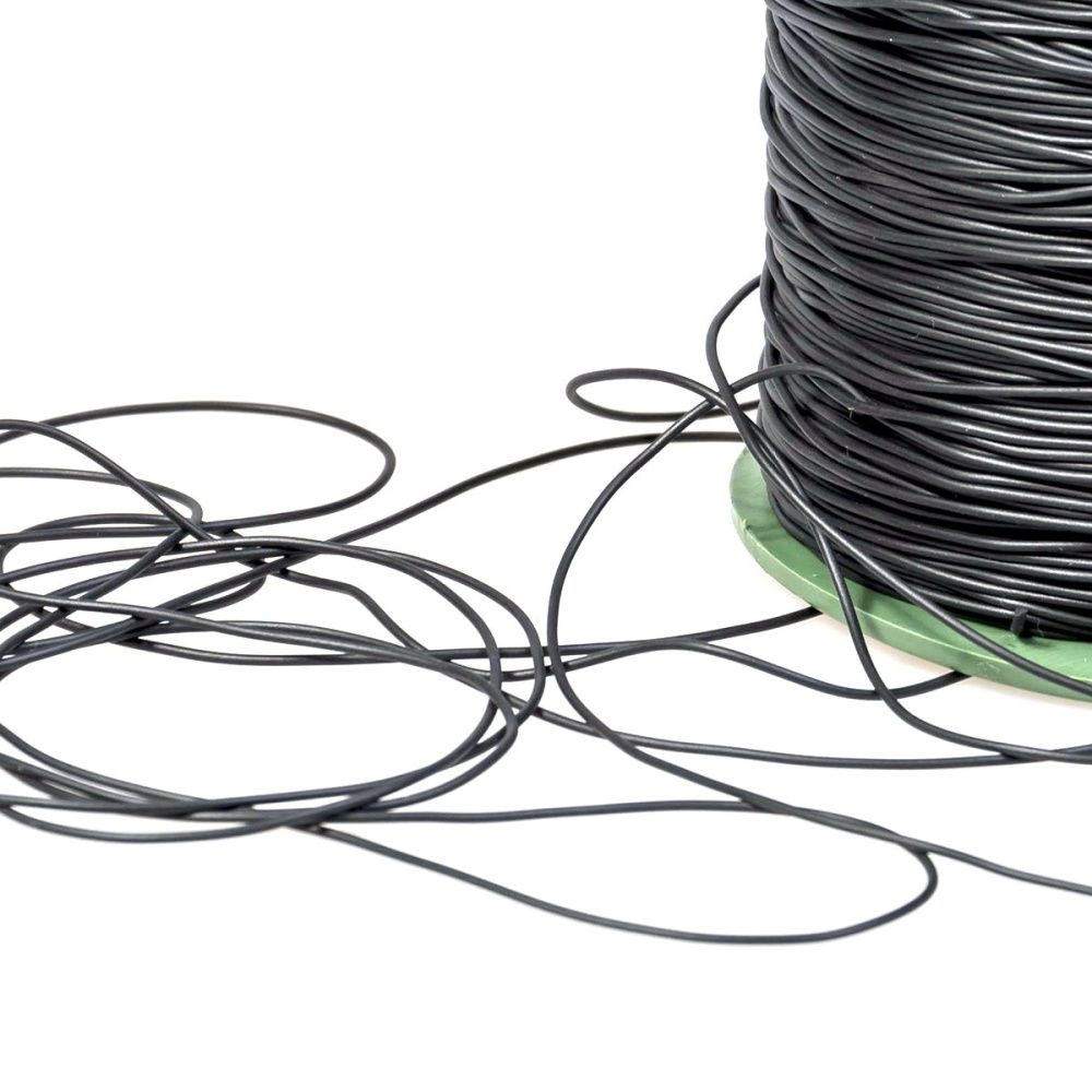 шнур резиновый, без отверстия, цвет черный, диаметр 1 мм