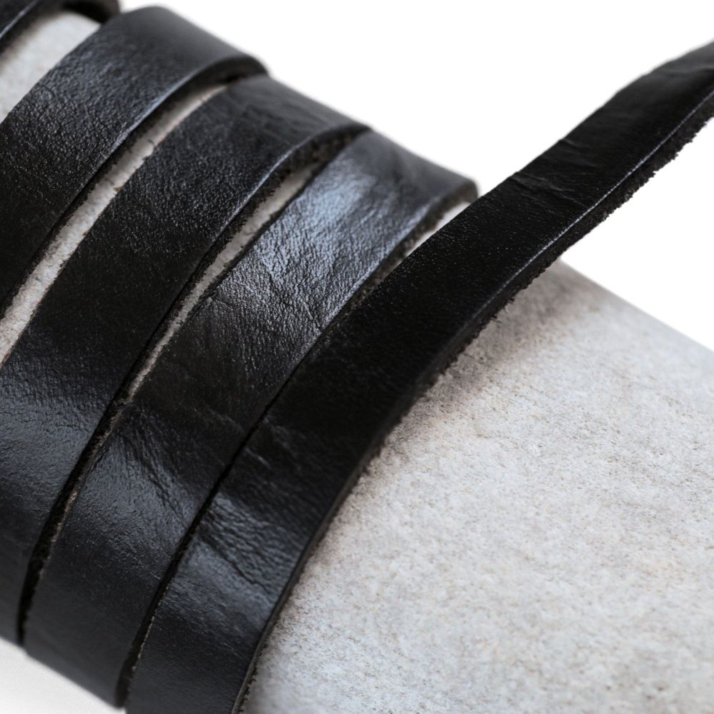 шнур кожаный, плоский, цвет черный, 10х2.5 мм