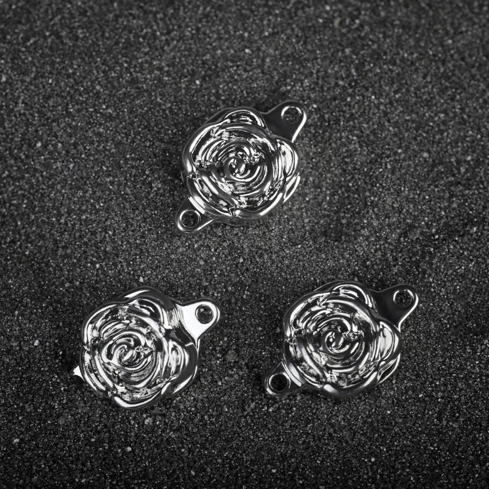 застежка магнитная "роза", покрытие платина, 18x11.5x6 мм