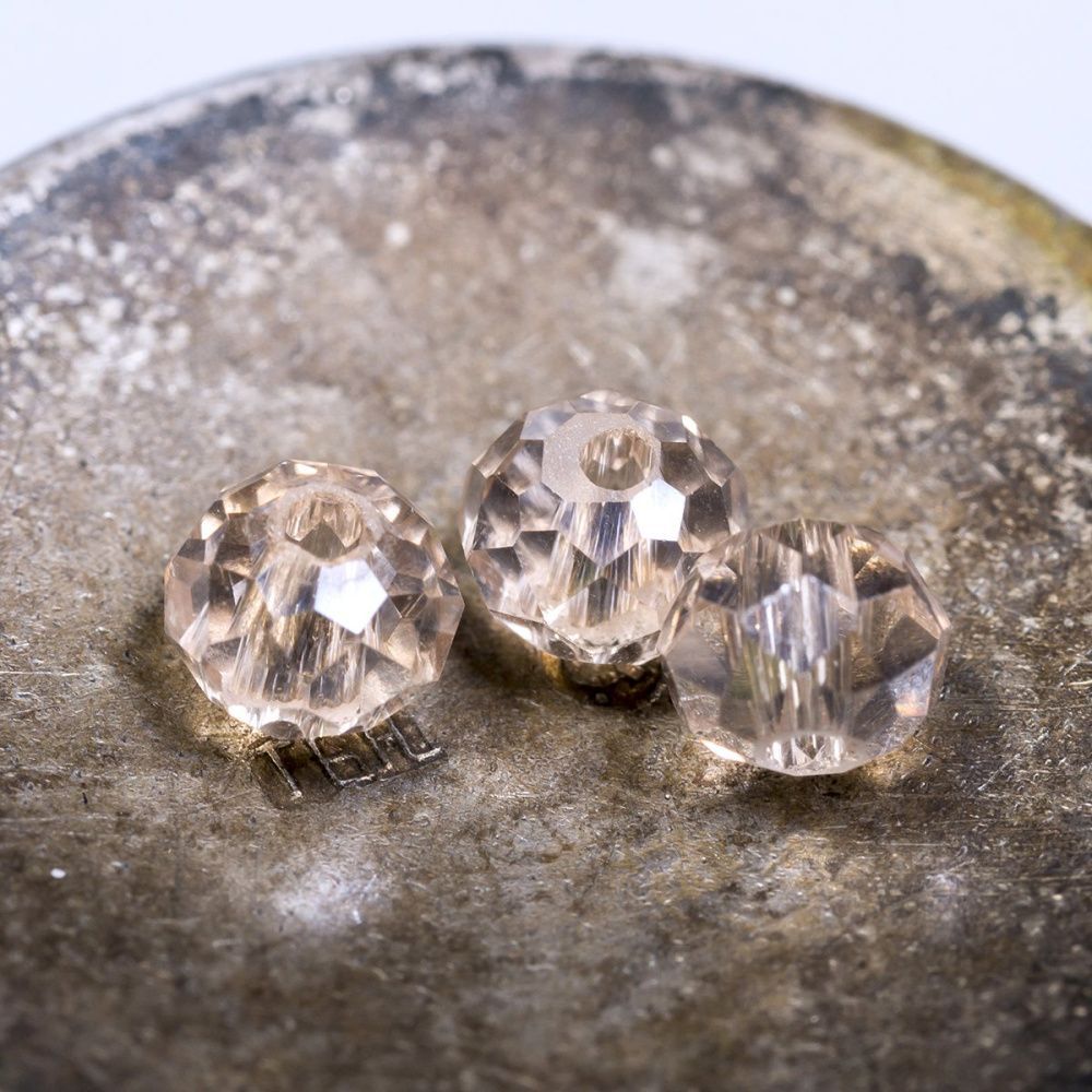 бусина, стекло абакус 4, граненая, цвет дымчатый радужный, 4x3 мм (уп 50+/-10 шт)