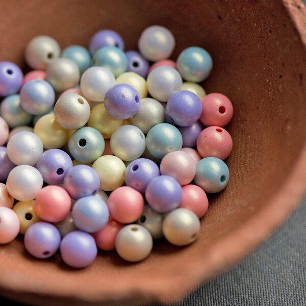 бусина, имитация жемчуга "пудра", акрил, цветовой микс, 8 мм