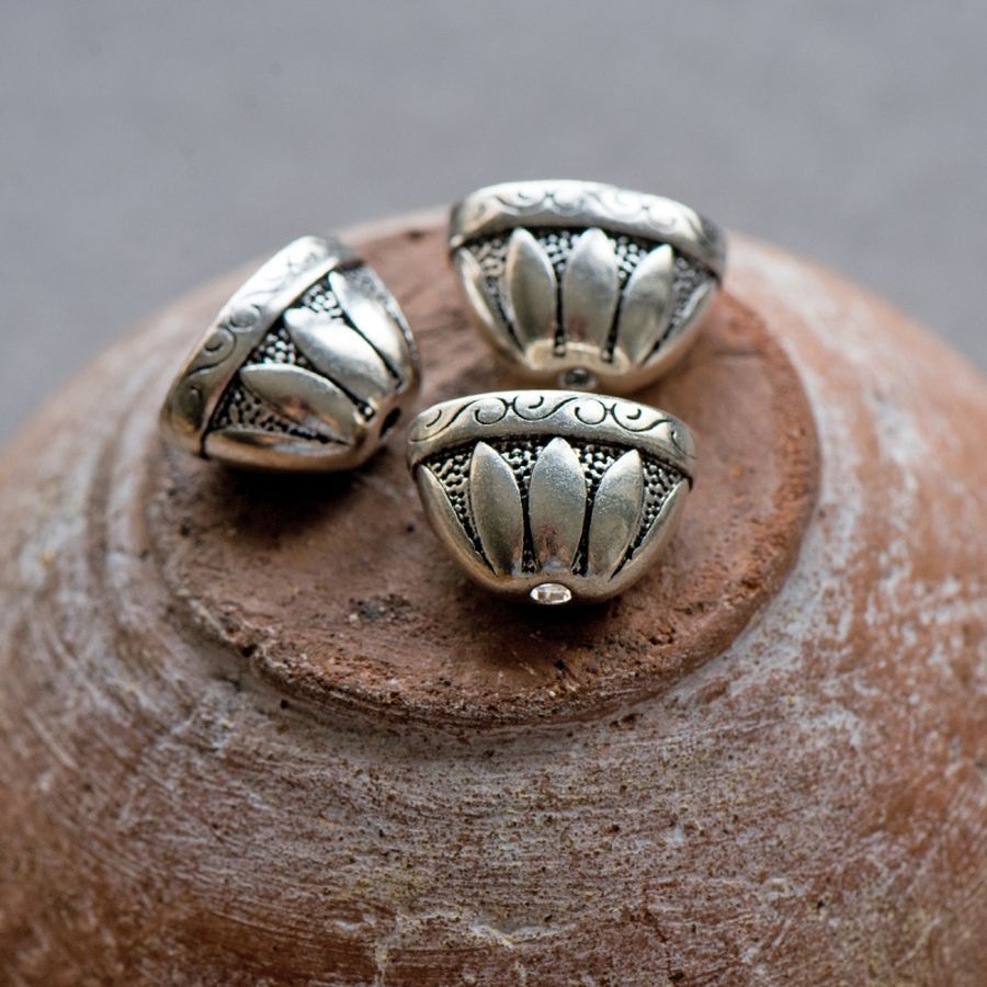 колпачок для бусин "росинка", цвет античное серебро, 14х2х12 мм