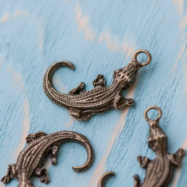 подвеска металлическая "геккон", цвет античная бронза, 23х21х3,5 мм