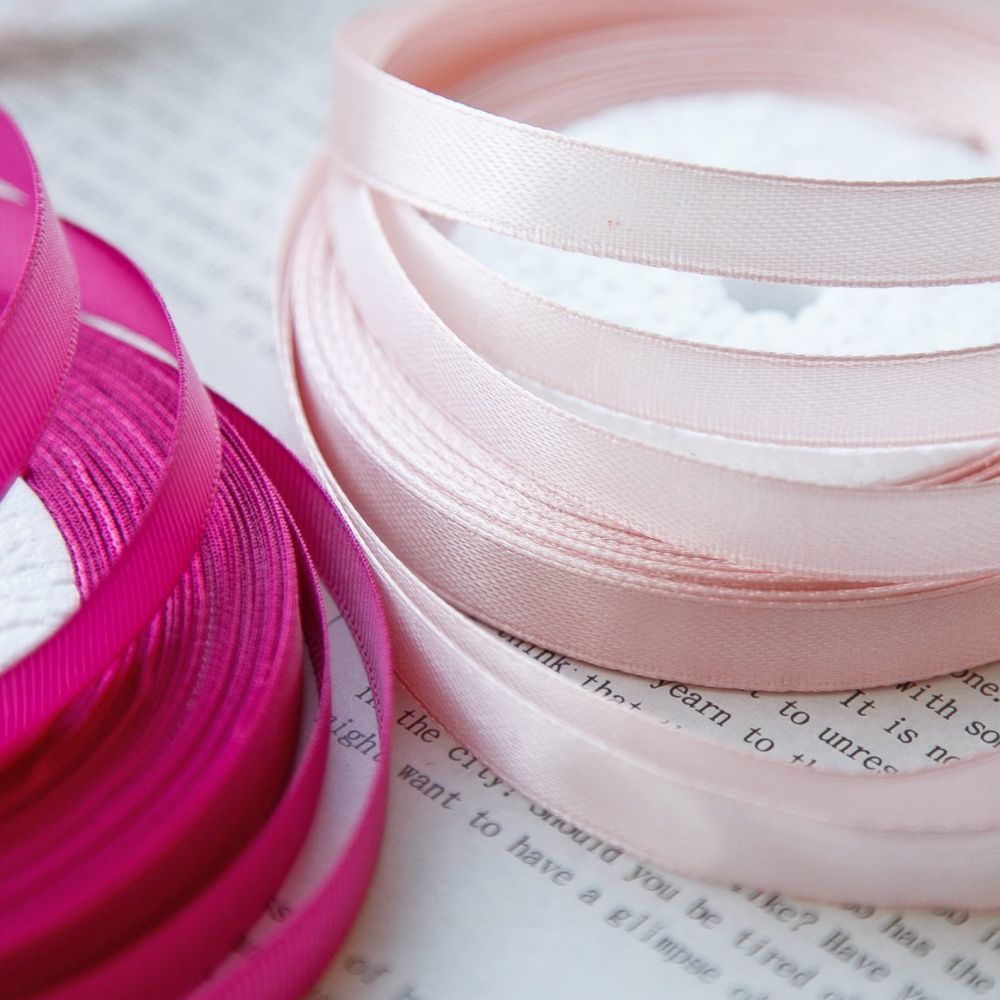 лента, атлас, цвет розово-лососевый, ширина 10 мм ленты