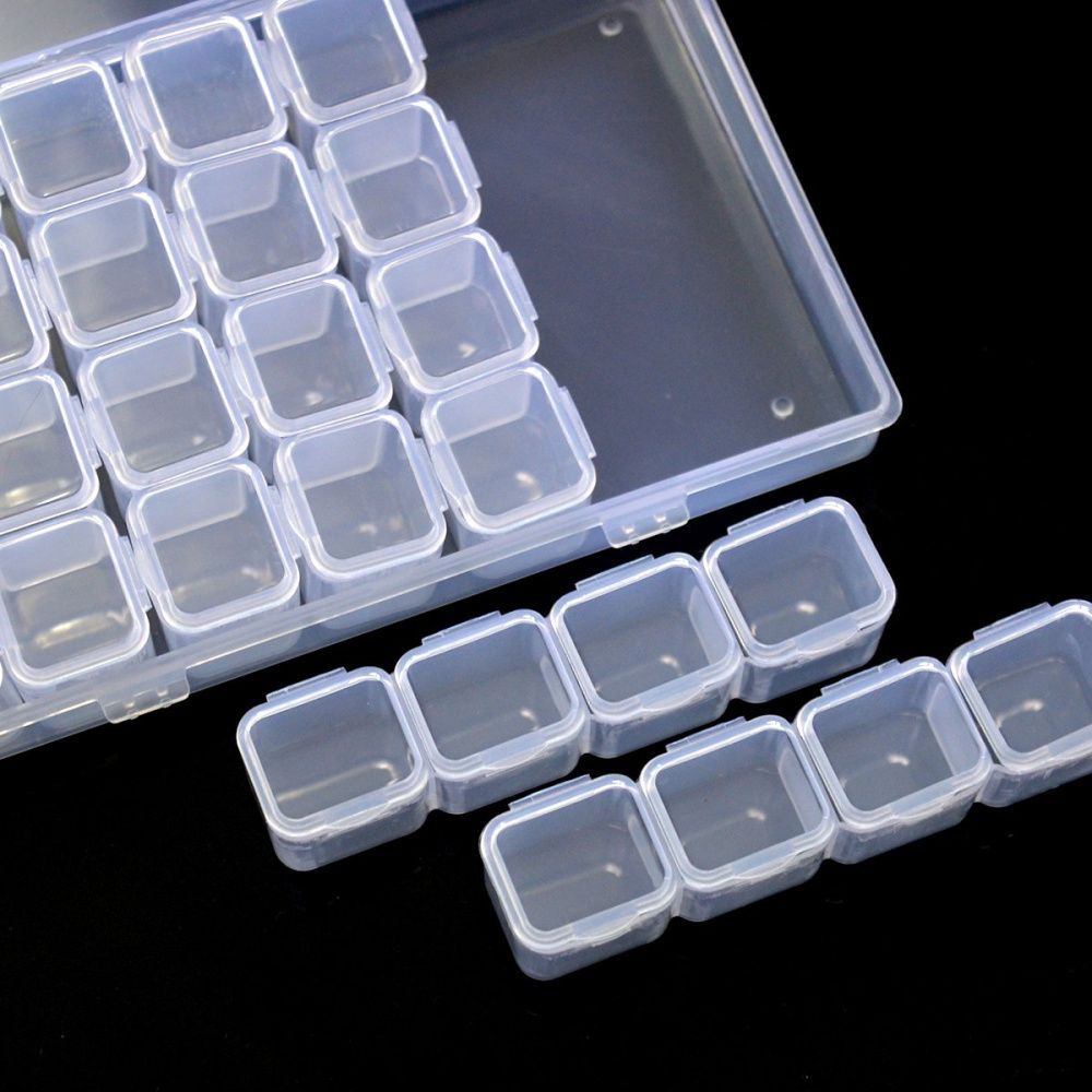 органайзер для бусин и фурнитуры, 28 контейнеров, 17.5x10.8x2.6 см