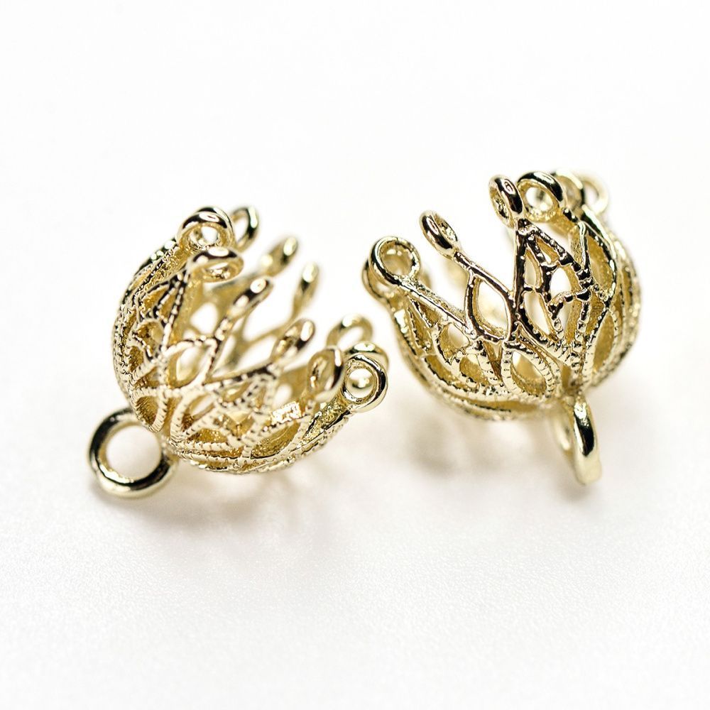 колпачок для бусин "шандельер", позолота, 12x11 мм