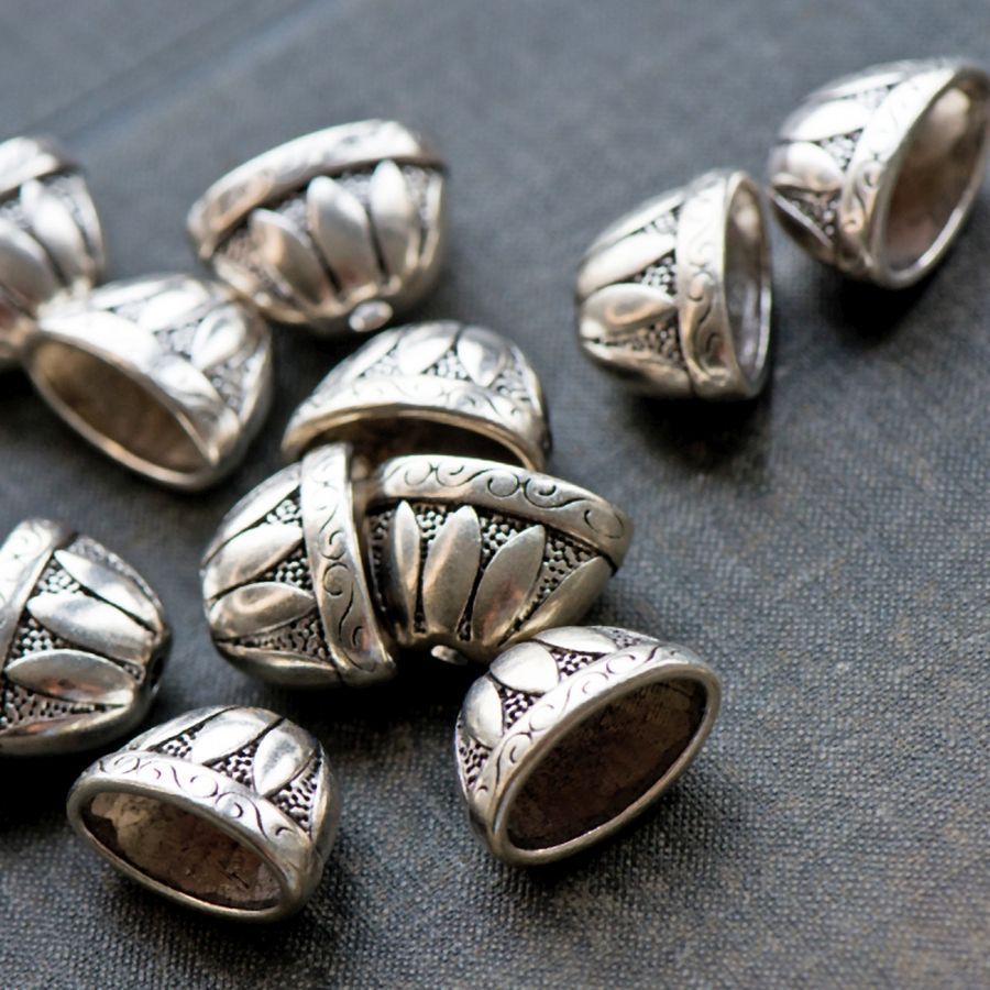 колпачок для бусин "росинка", цвет античное серебро, 14х2х12 мм