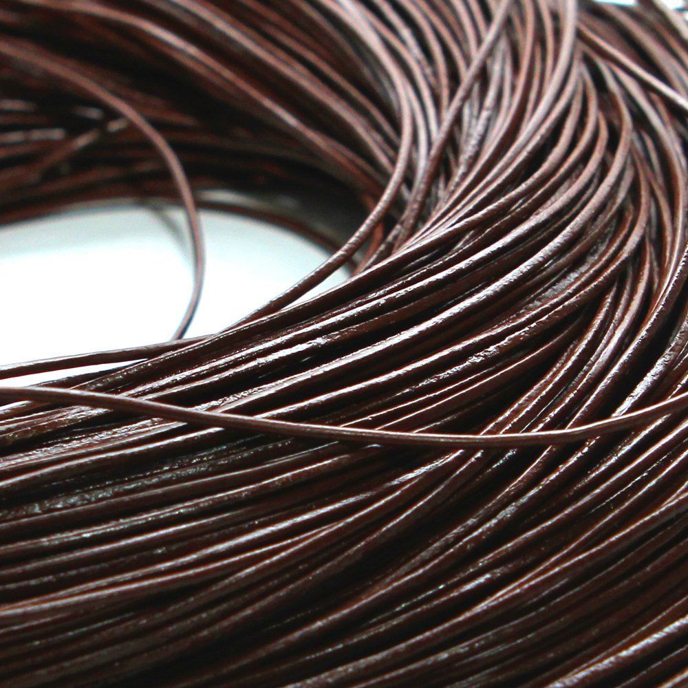 шнур кожаный, цвет шоколадный, диаметр 1 мм