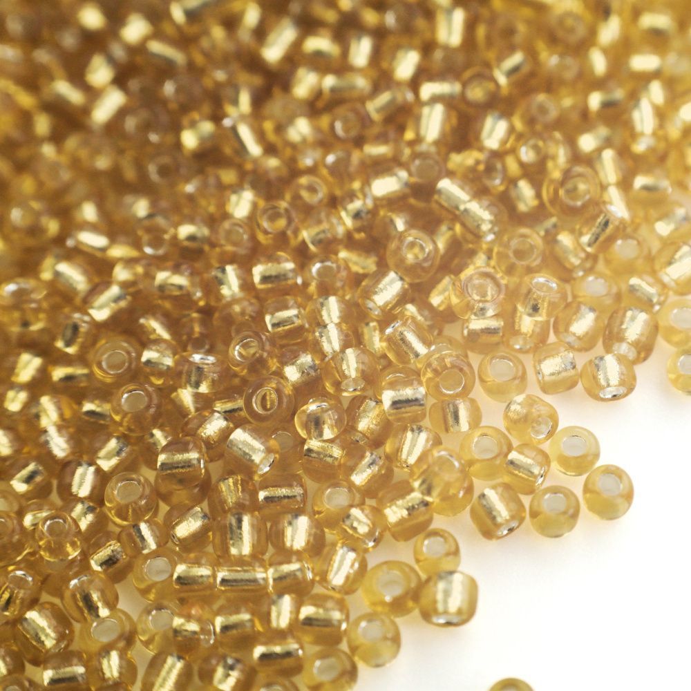 бисер "радуга", цвет медовый/серебрение, 12/0, уп 20 гр