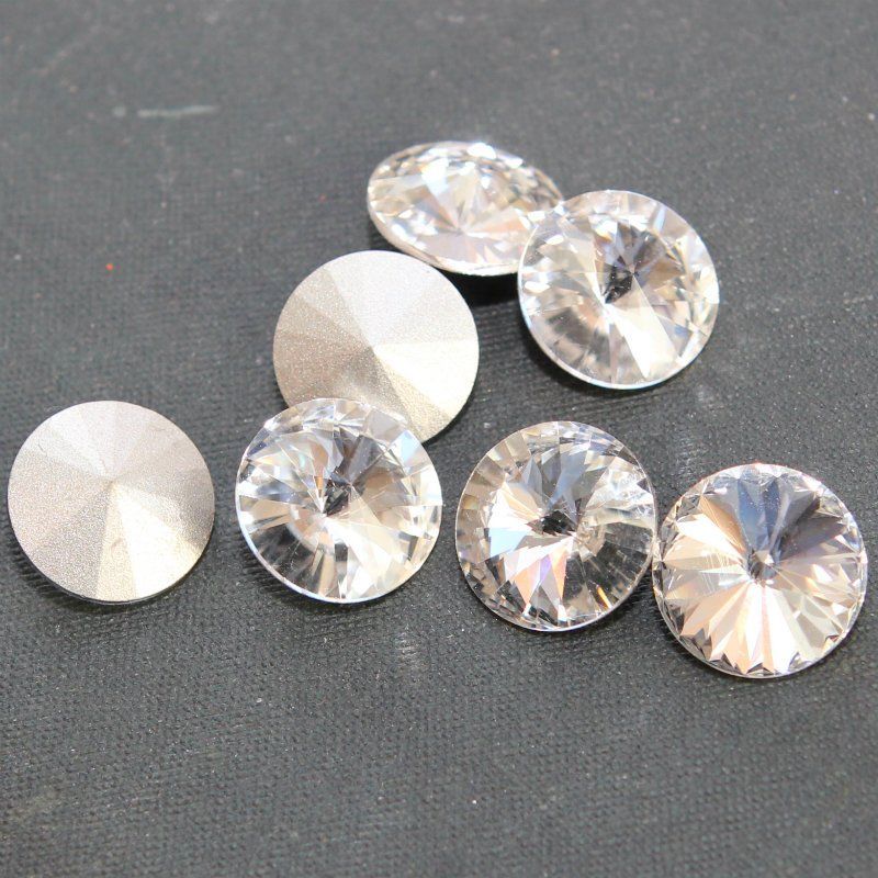 кабошон стекло риволи, цвет прозрачный, 14х7 мм