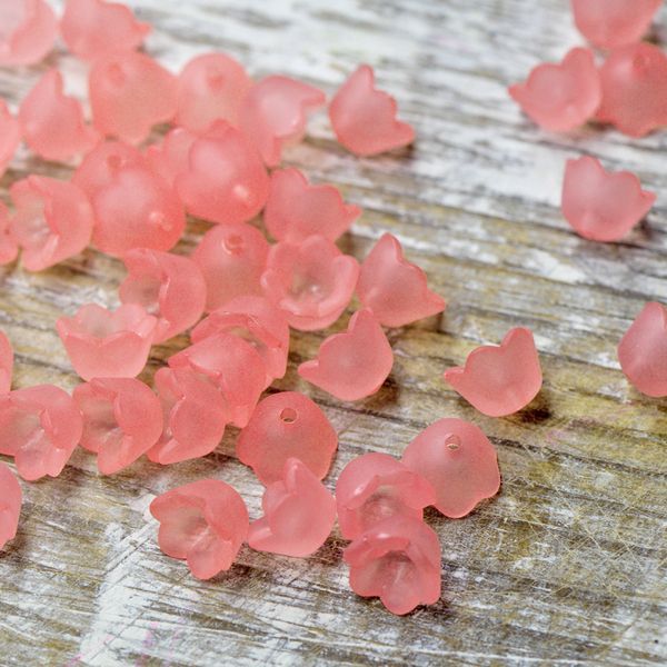 бусина, акрил "ландыш", цвет розовый фламинго матовый, 10х6 мм