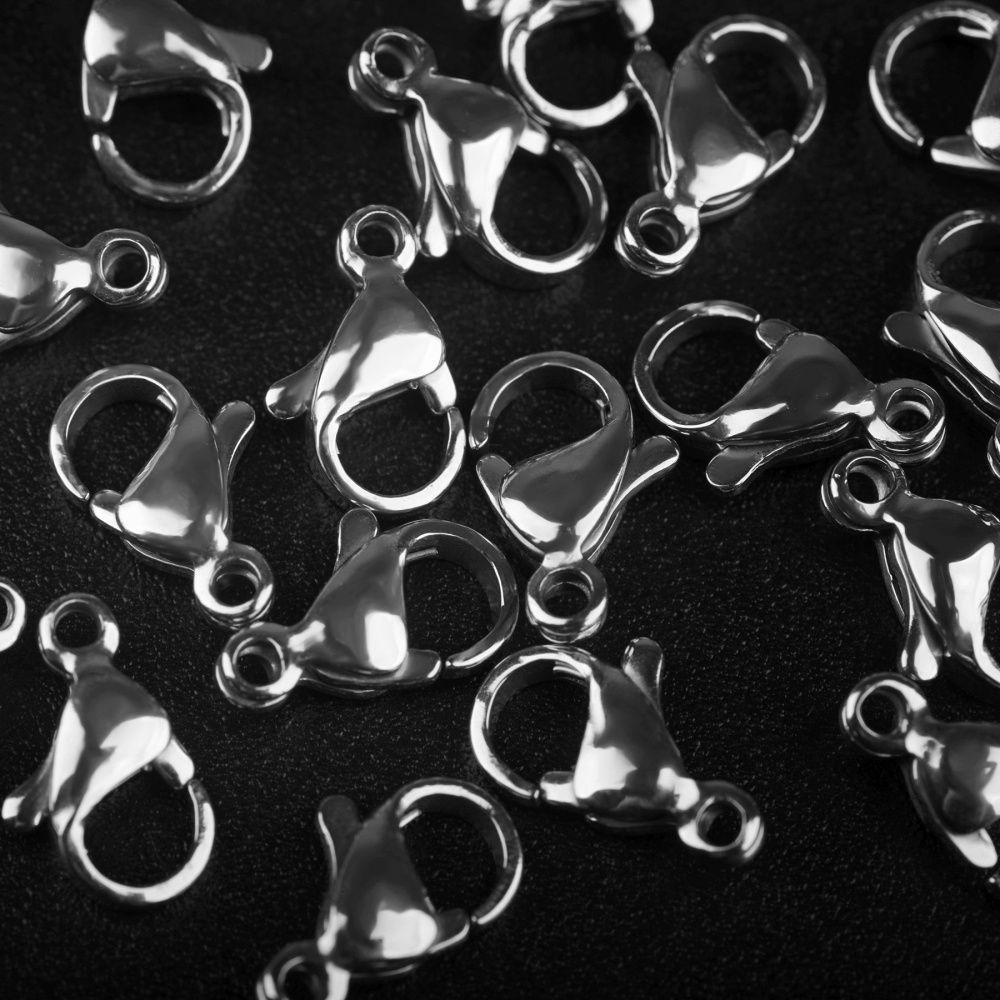 замочек-лобстер, 304 stainless steel, цвет стальной, 11x6.5-7x3.5 мм