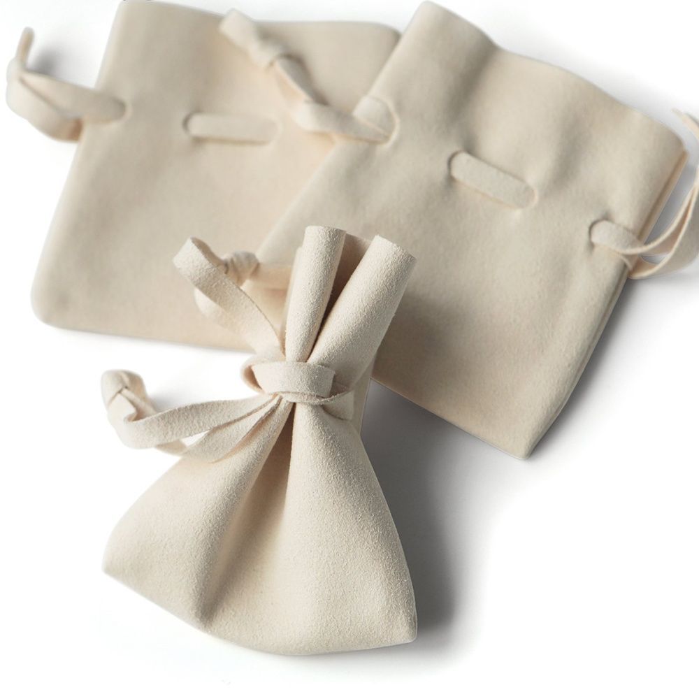 мешочек для украшений, микрофибра, цвет сливочный, 8x7 см