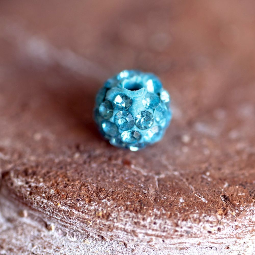 бусина "шамбала" 8, цвет аквамарин, 8 мм