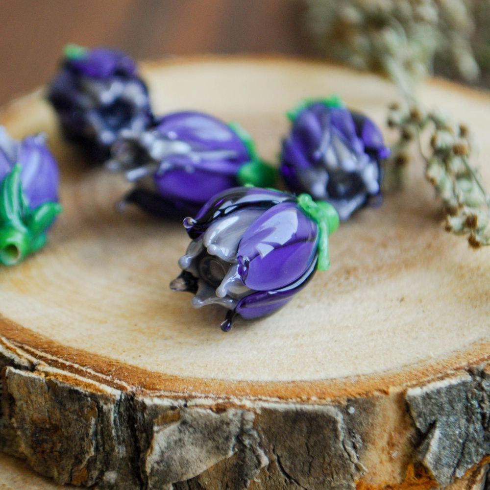 бусина, мурано "колокольчик", фигурная, лавандовый, 17х14 мм