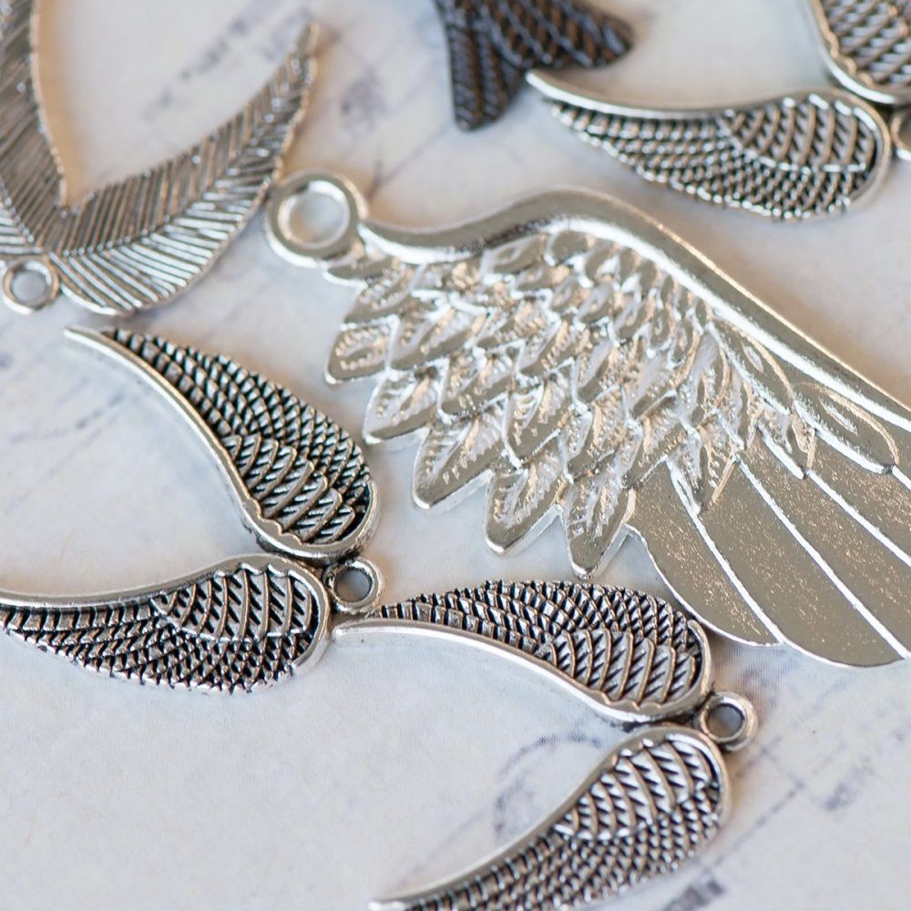 микс металлический из подвесок "крылья", цветовой и размерный микс (уп 20 г)