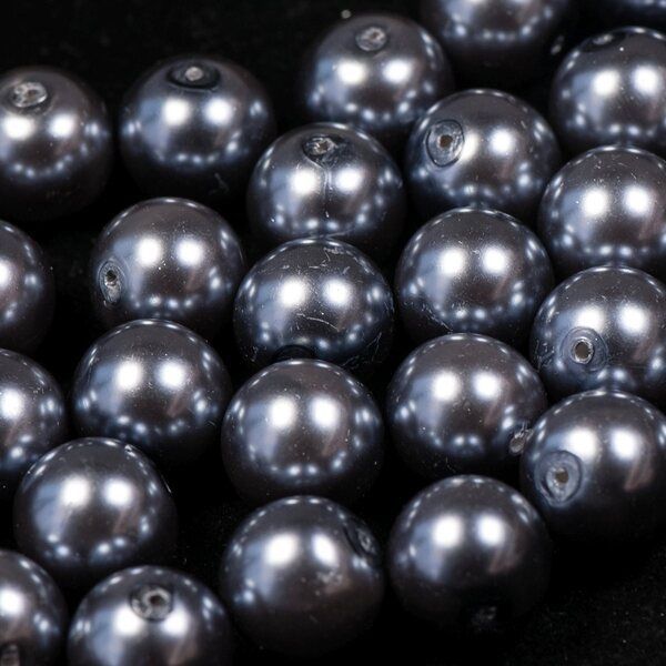 бусина, имитация жемчуга, стекло 16, цвет грифельно-серый, 16 мм (уп 7 шт)