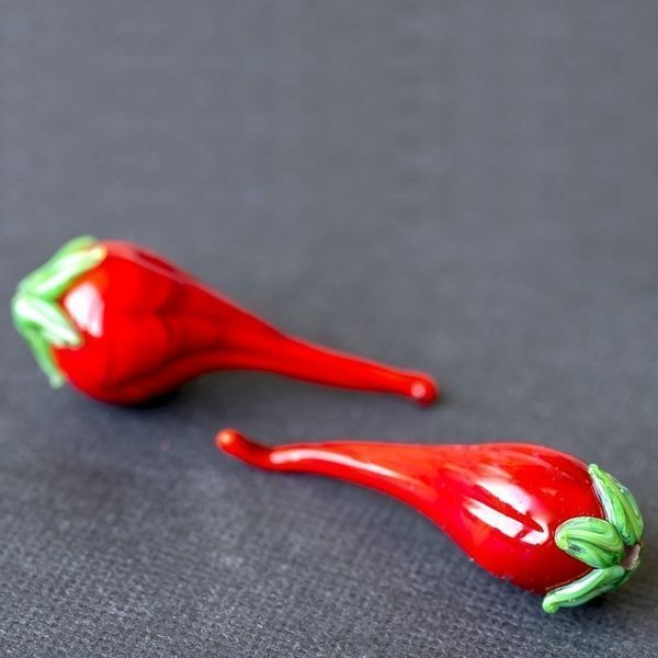 бусина, мурано "перчик чили", красный, 40х14 мм