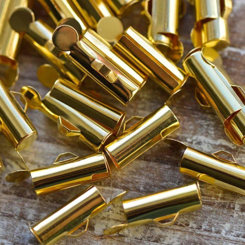 застежка для бисерного полотна, цвет золото, 13.5x4.5 мм