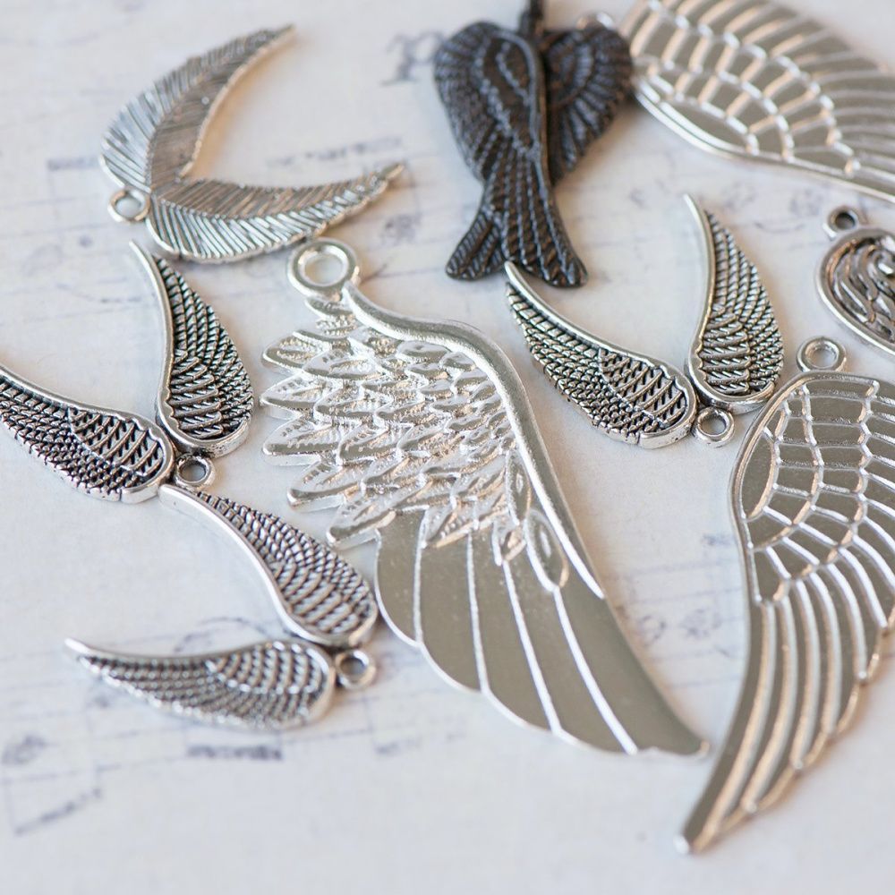 микс металлический из подвесок "крылья", цветовой и размерный микс (уп 20 г)