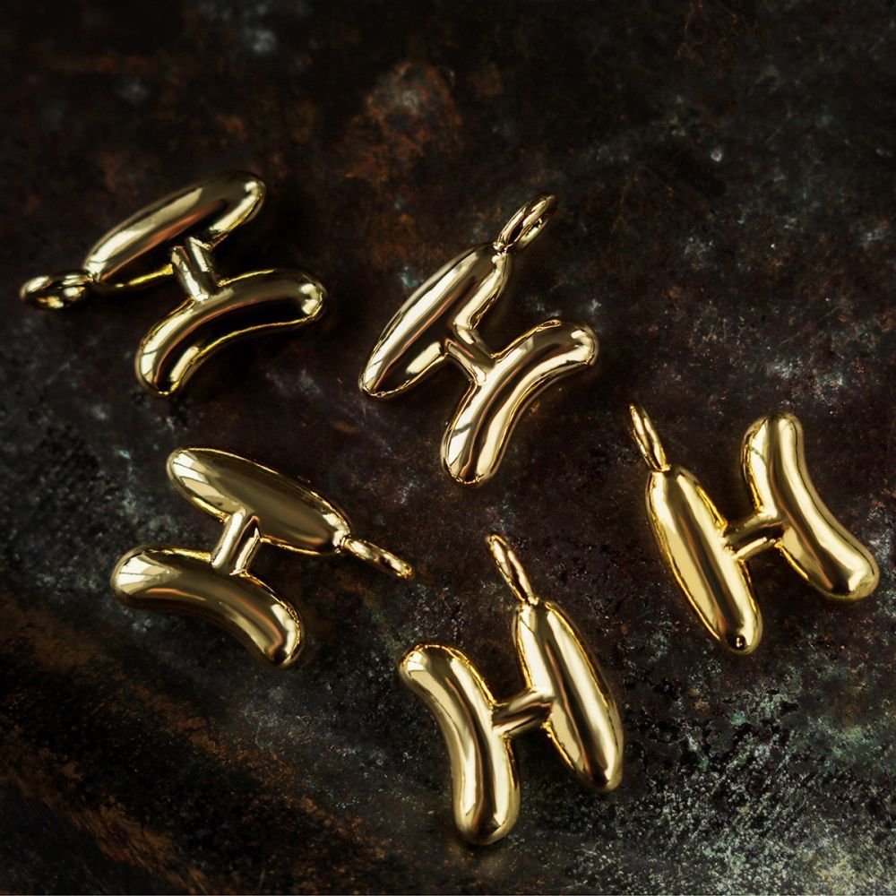 подвеска металл "h", позолота, 18.5-20x6-19x4.5-5.5 мм