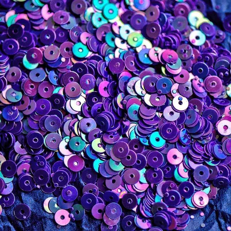 пайетки плоские, сиреневый яркий перламутр радужный, 4 мм