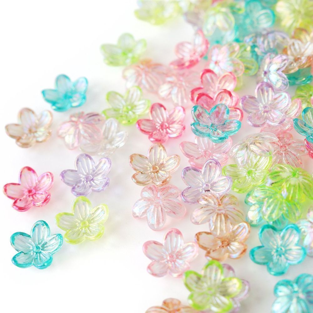 бусина, акрил "цветок сирени", пастельный перламутровый микс, 12x12x3 мм