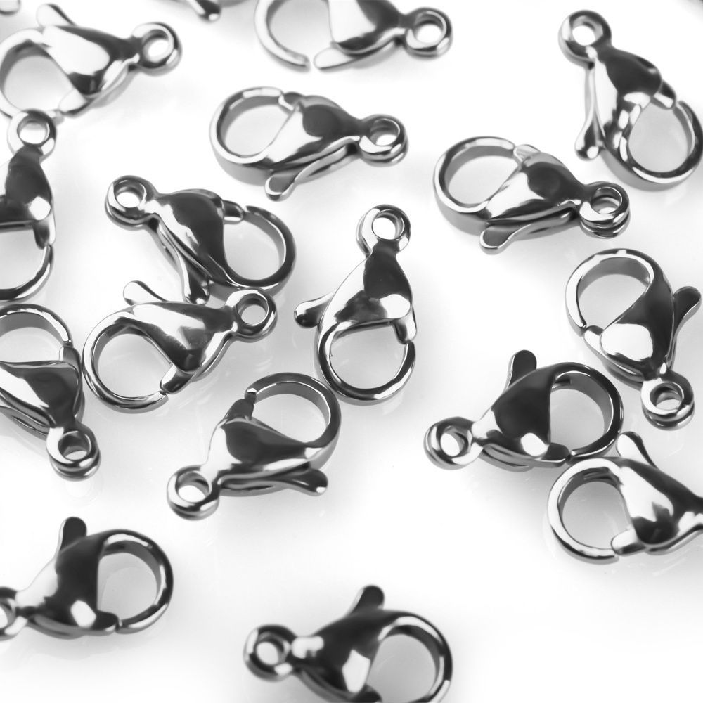 замочек-лобстер, 304 stainless steel, цвет стальной, 11x6.5-7x3.5 мм