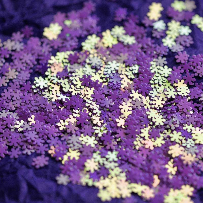 пайетки-снежинки, лиловый радужный, 5 мм (уп 5 гр)