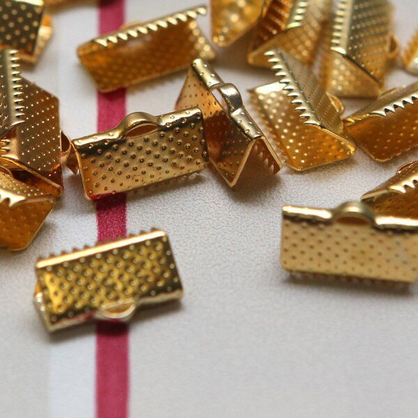 зажим для ленты, цвет золото, 13x7 мм