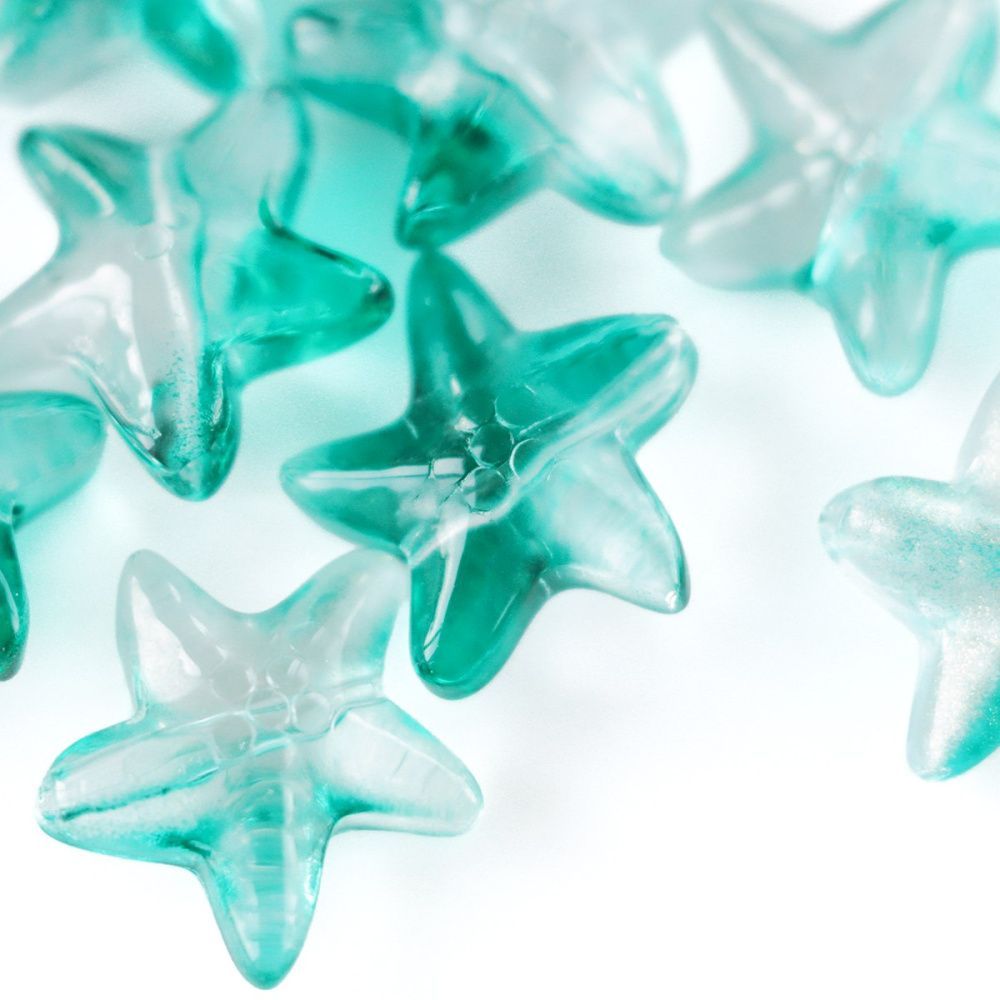 бусина "морская звездочка", стекло, цвет изумрудный, 14 мм