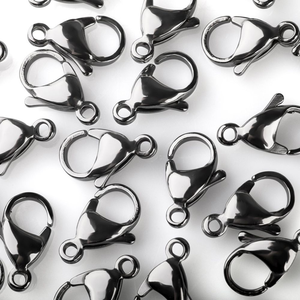 замочек-лобстер, 304 stainless steel, цвет стальной, 15x9x4-4.5 мм