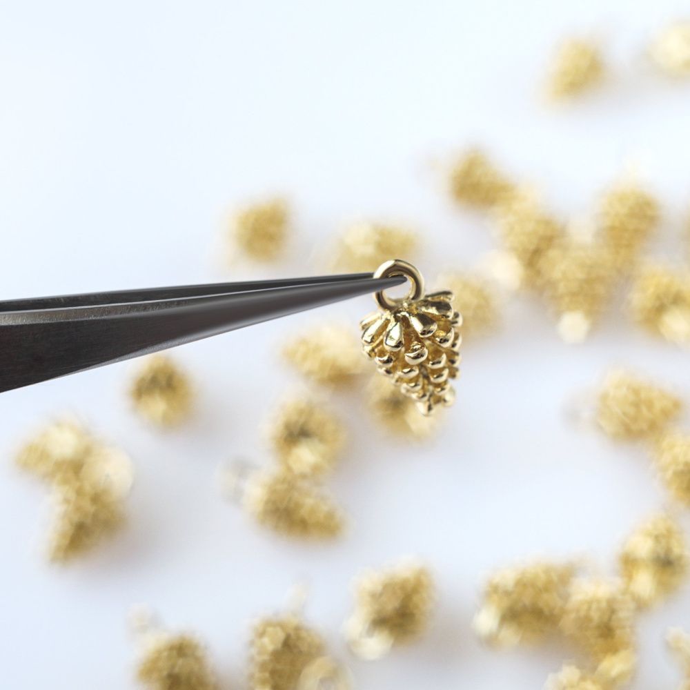 подвеска металл "шишка", позолота, 12.5x8 мм