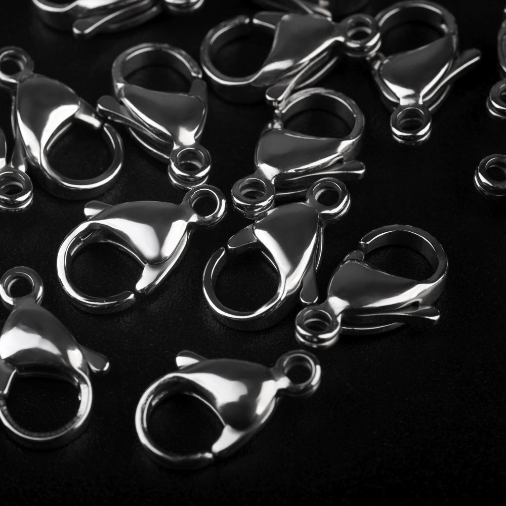 замочек-лобстер, 304 stainless steel, цвет стальной, 15x9x4-4.5 мм