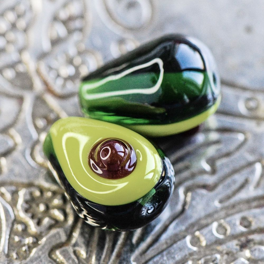 бусина, мурано "авокадо", зеленый, 15 мм