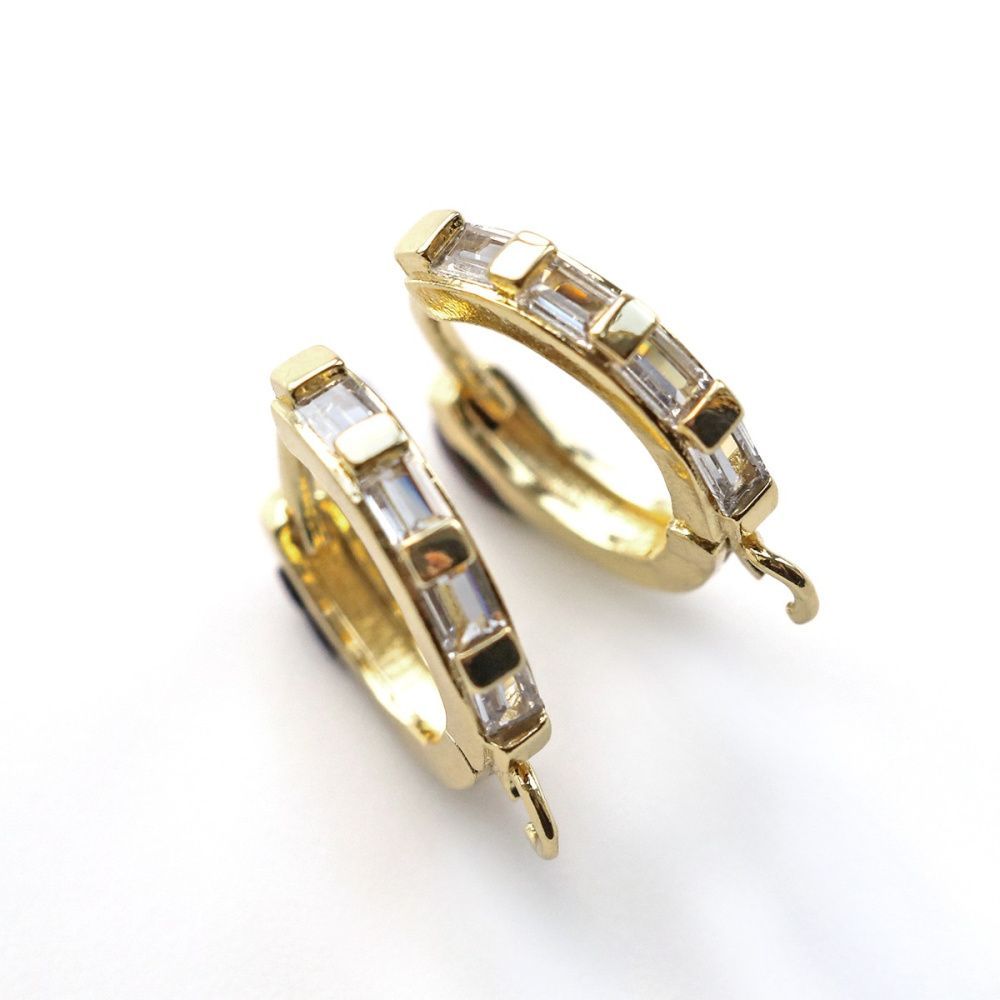 швензы "грид", с цирконием, позолоченные, 17x15x3 мм 