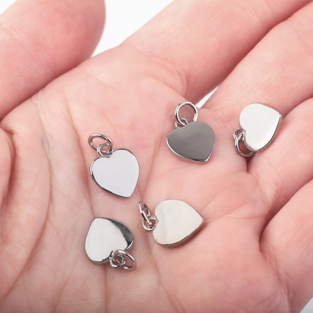 подвеска металл "харт", покрытие платина, 12x9.5x1.5 мм